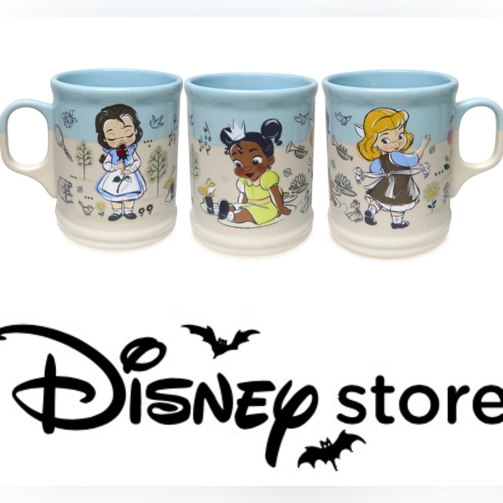 DISNEY Animators' Collection Princess Aurora Tiana Cinderella Sketch-Style Mug
